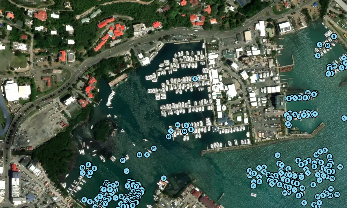 Satelite image of Moorings (Tortola base)