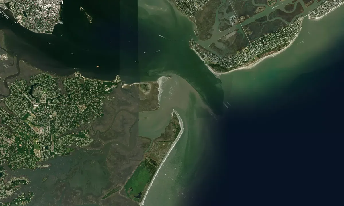 Flyfoto av Morris Island Beach