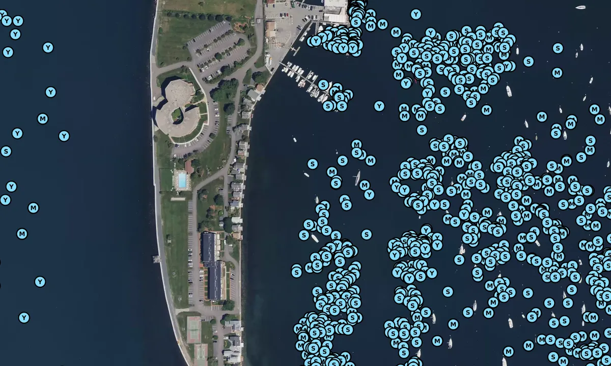Satelite image of Newport Harbormaster Moorings