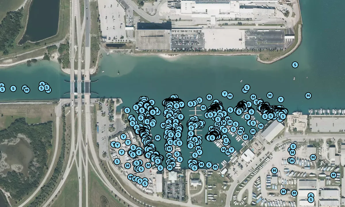 Satelite image of Ocean Club Marina at Port Canaveral