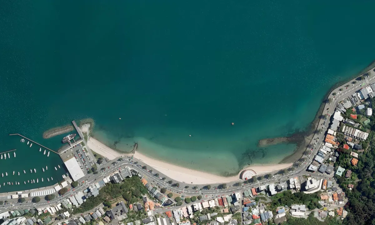 Flyfoto av Oriental Bay