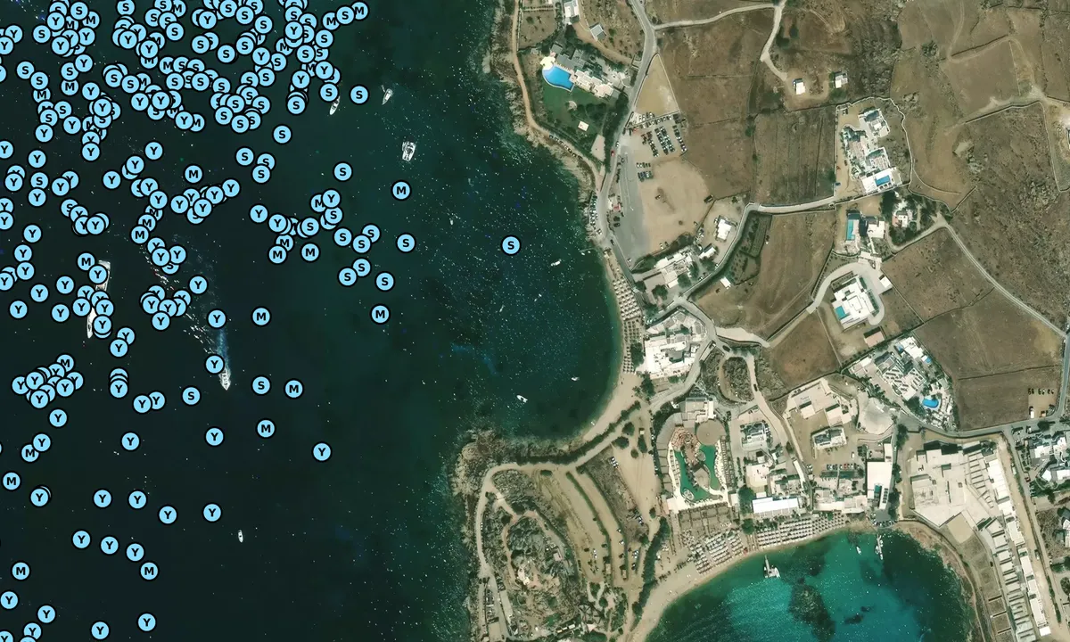 Satelite image of Pinky Beach Mykonos