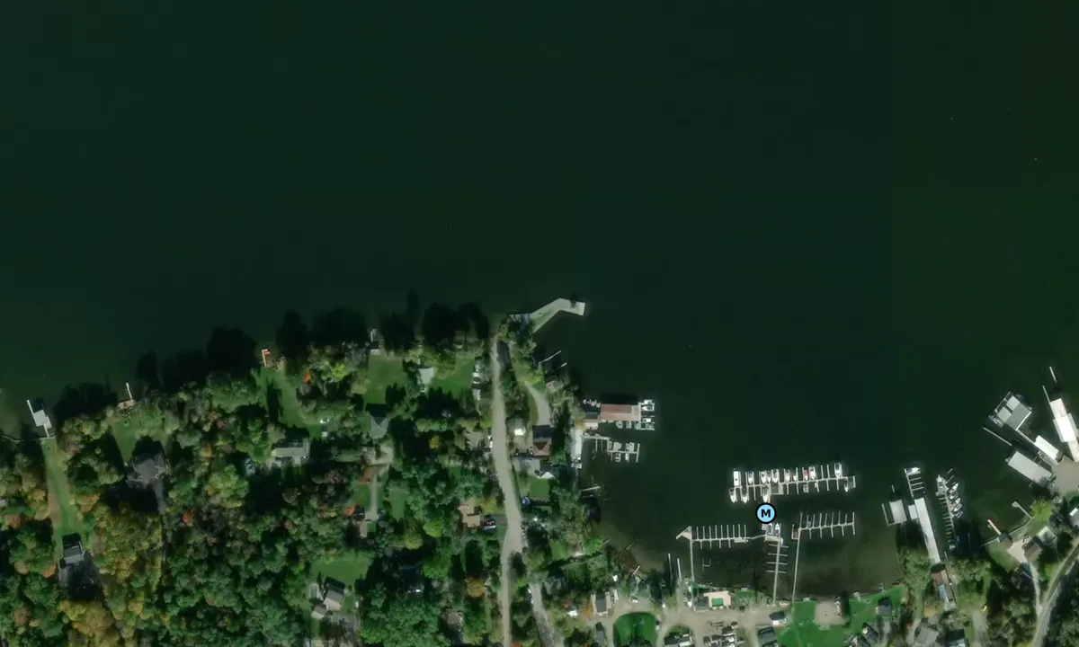 Satelite image of Plank Road Cottages and Marina