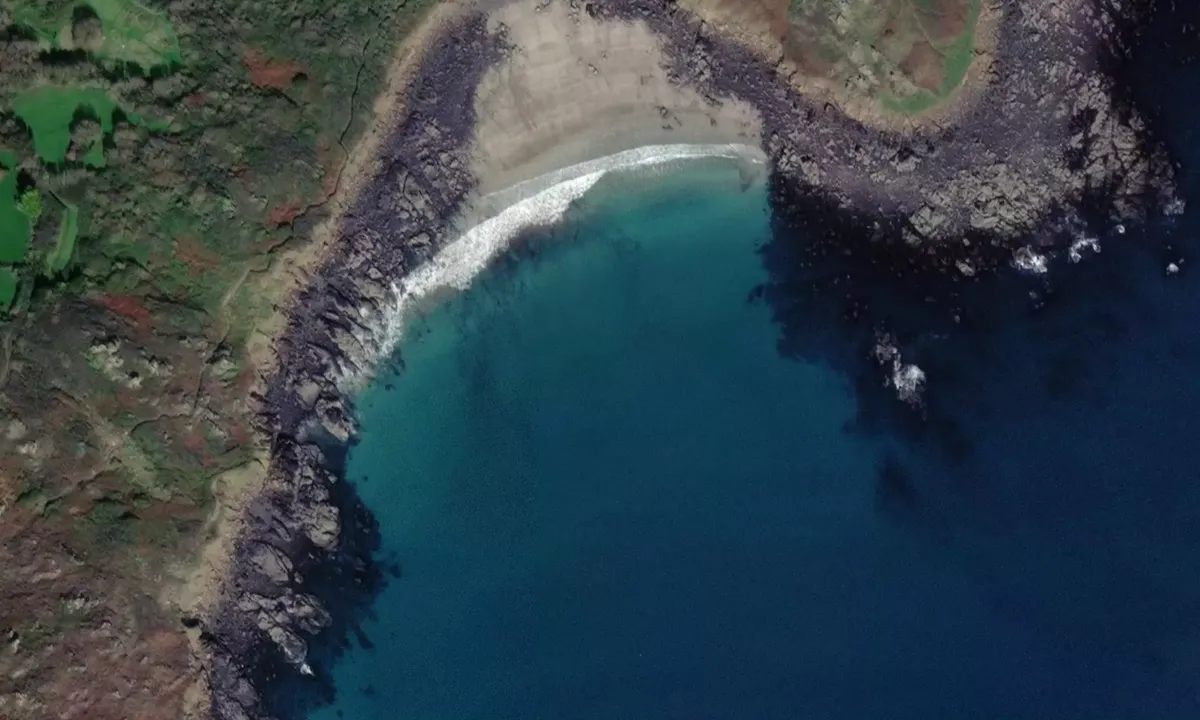 Satelite image of Porthbeer Cove Cornwall
