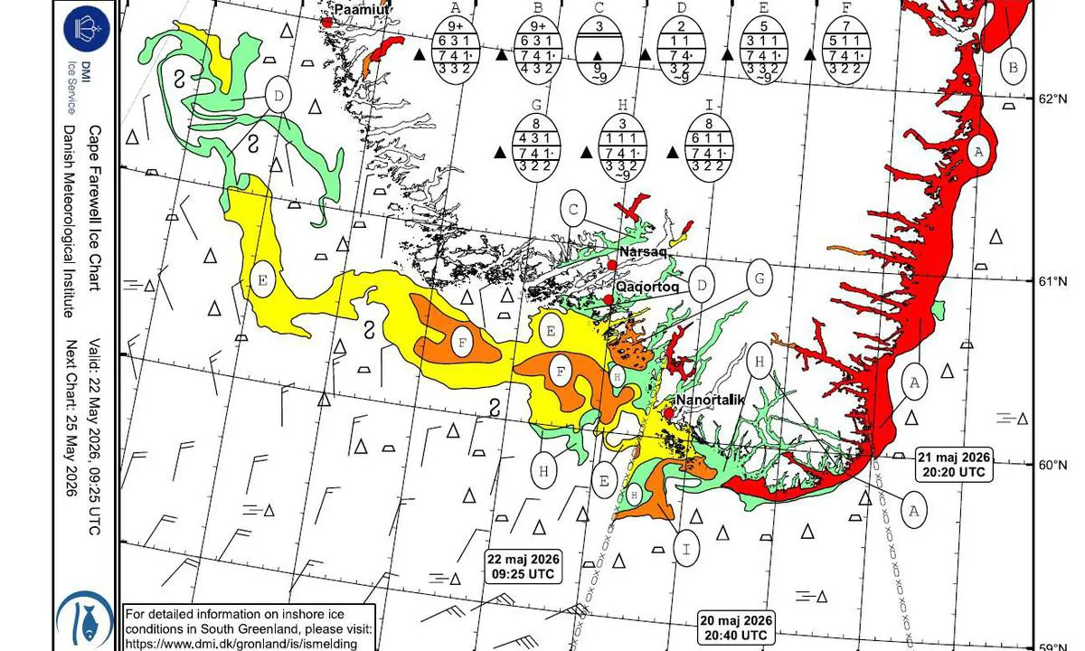 Qaqortoq: En début de saison, la dérive des glaces rend l’accès et la sortie des ports du sud aléatoires.