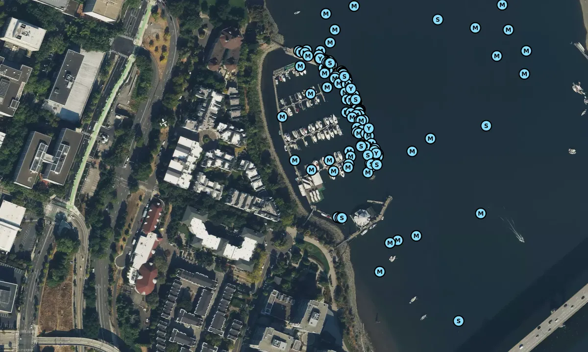 Satelite image of Riverplace Marina - Multnomah