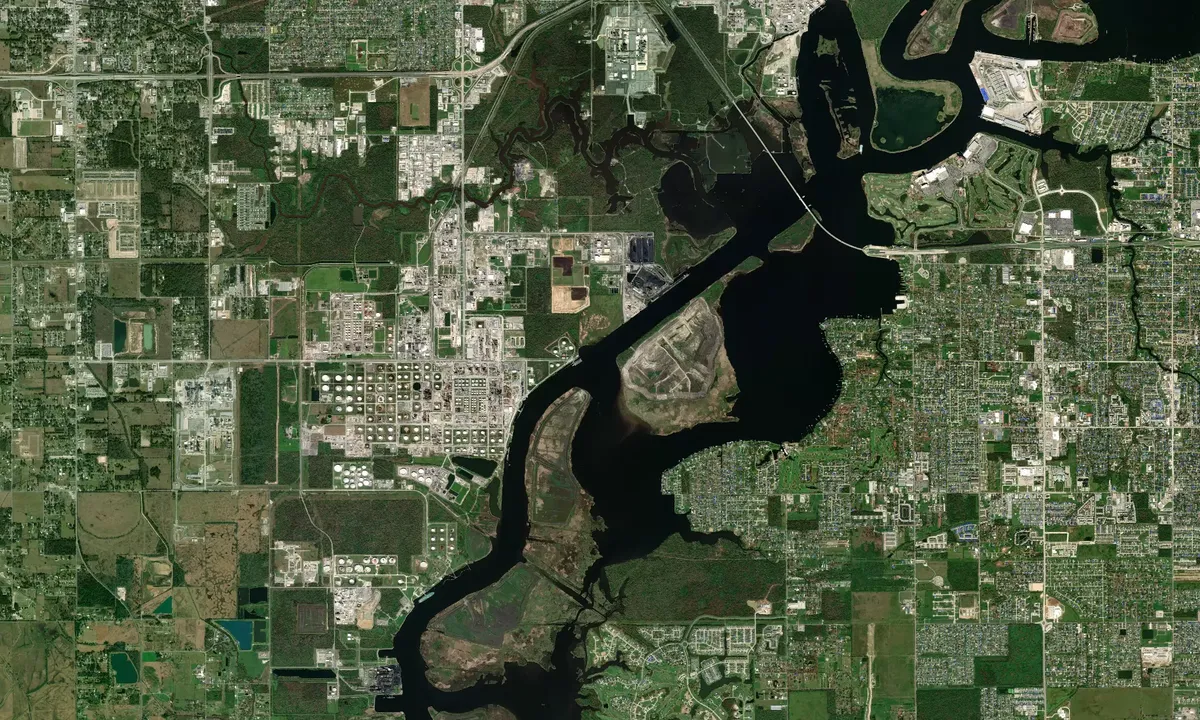 Flyfoto av Rose Bluff Cutoff Basin