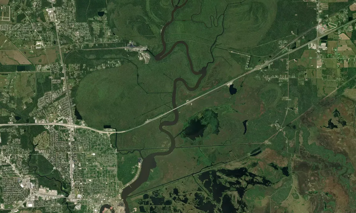 Flyfoto av Route 10/90 Bridge (sandbar)