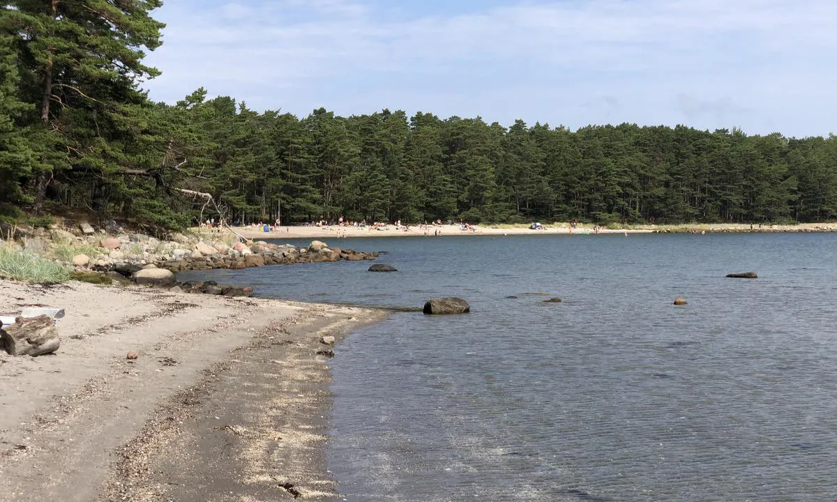 Saltö Klippstranden: Det er en nydelig badestrand rett innenfor ankringsplassen