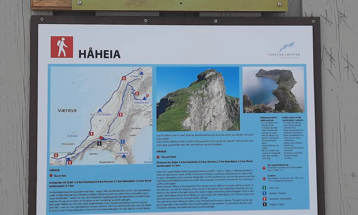 Sanden, Måstadvika : Information and map for hikes starting from the village of Måstad.