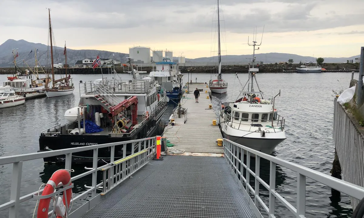 Sandnessjøen Gjestehavn (Sentrum): Flytebrygga lengst øst (den første du kommer til) er svært godt dimensjonert og brukes av fiskebåter og yrkesfartøy.