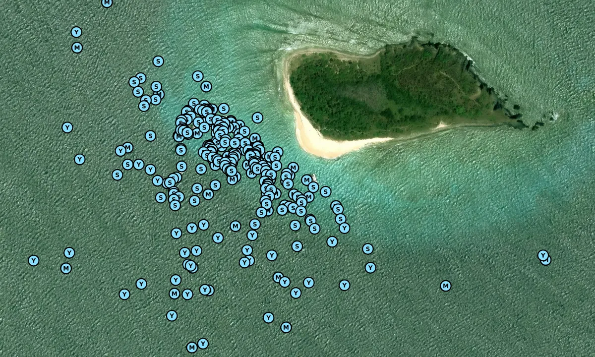 Satelite image of Sandy Cay - Jost Van Dyke