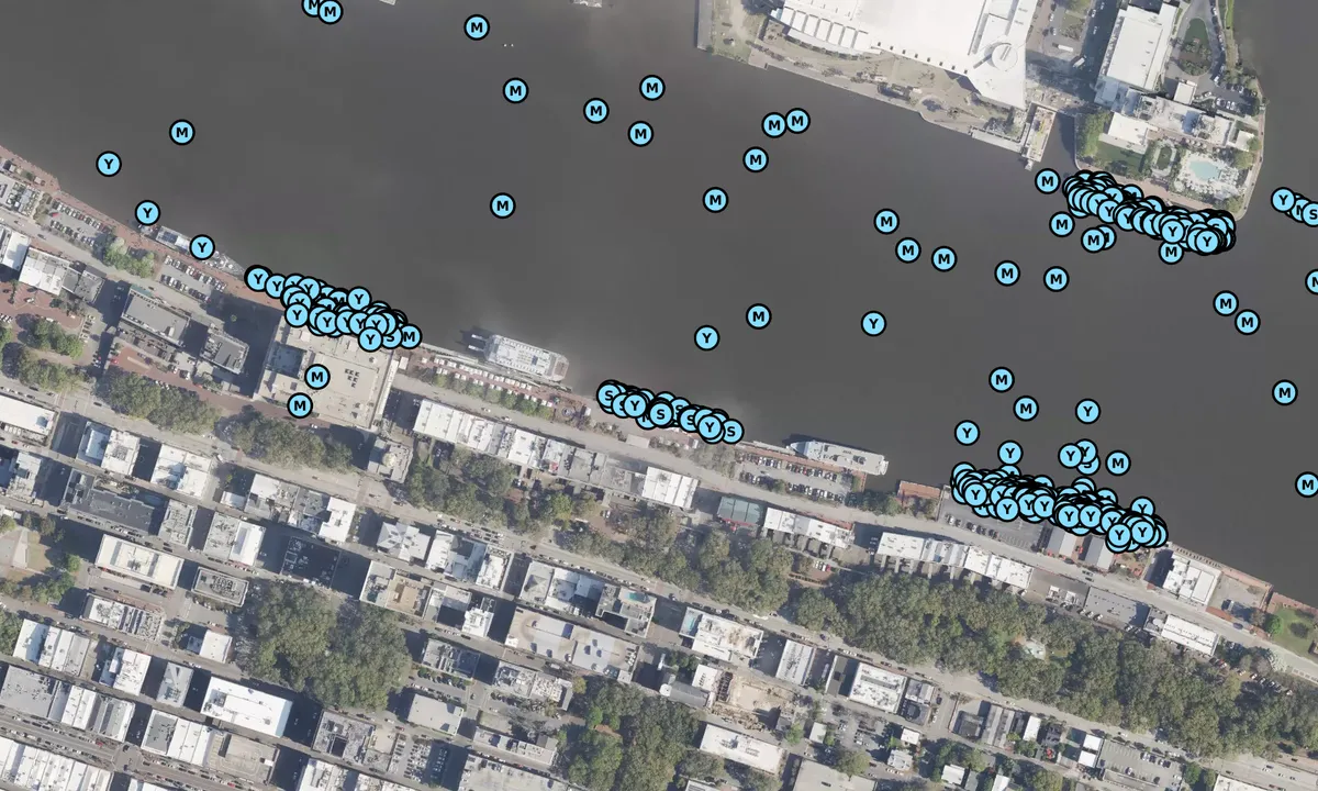 Satelite image of Savannah Municipal City Dock