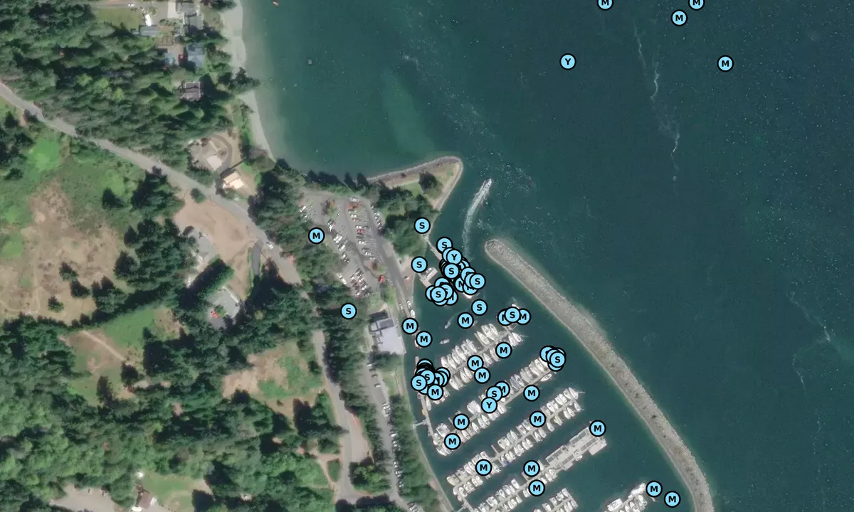 Satelite image of Sequim Bay Yacht Club