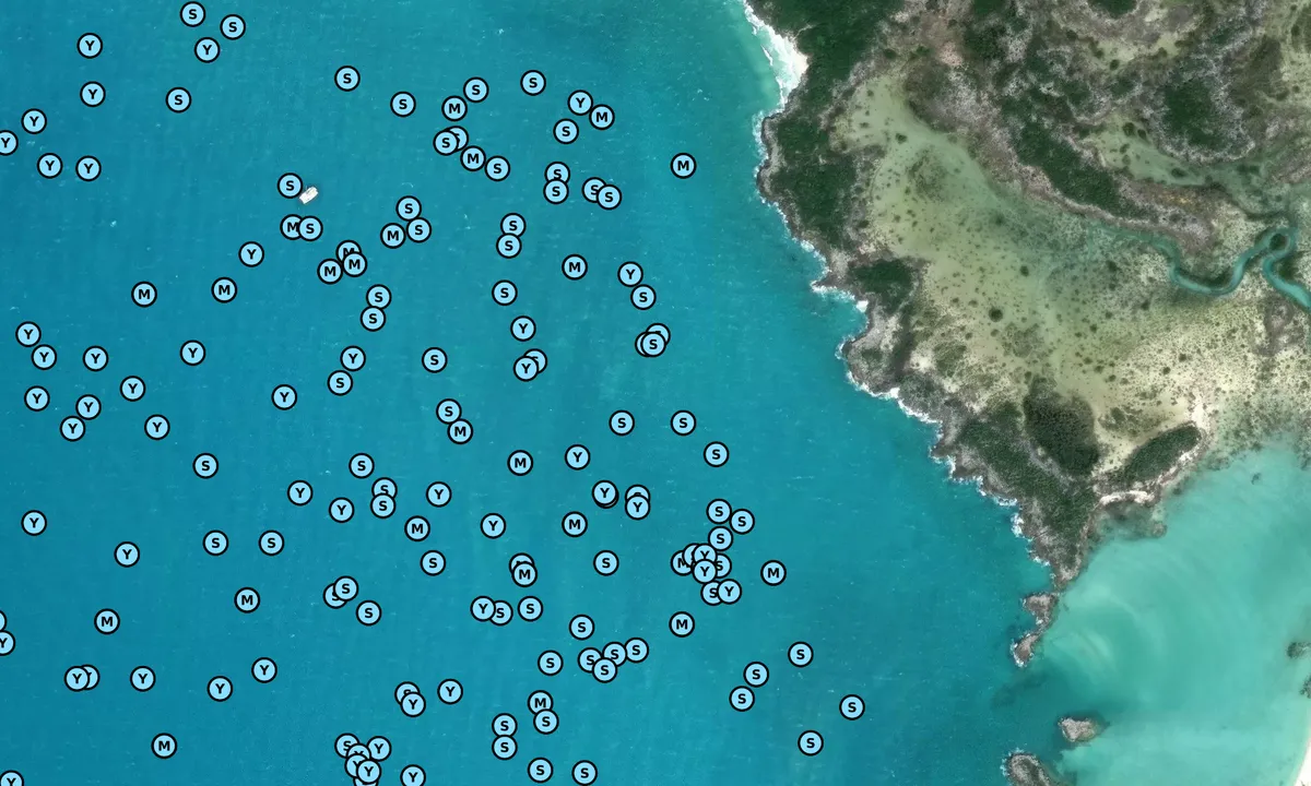 Satelite image of Shroud Cay Mooring Field (Exuma Cays Land & Sea Pa