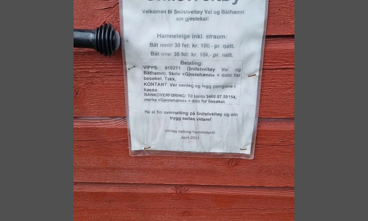 Snilstveitøy - Rosendal: Havneavgift i 2021