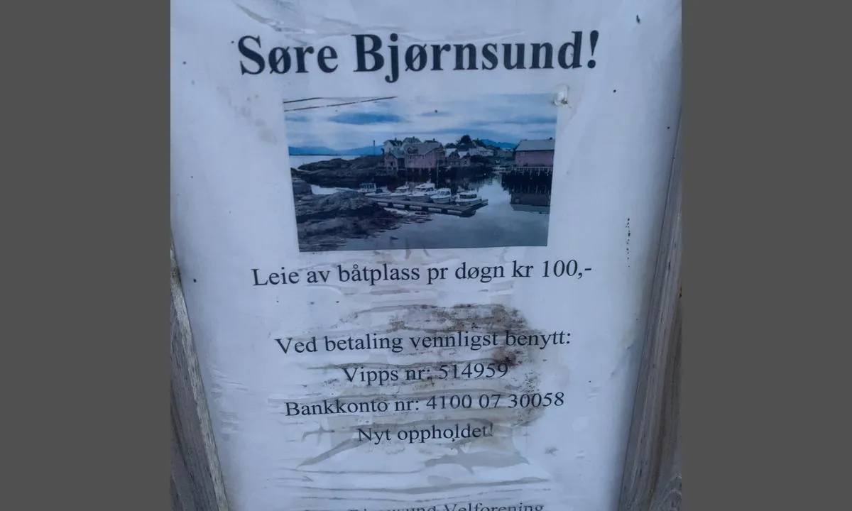 Søndre Bjørnsund: NB - det er nå gjesteplasser 4- 8, avhengig av båtbredde/-lengde. Jfr.bildene. Ikke strøm/vann, ellers ypperlig havn !