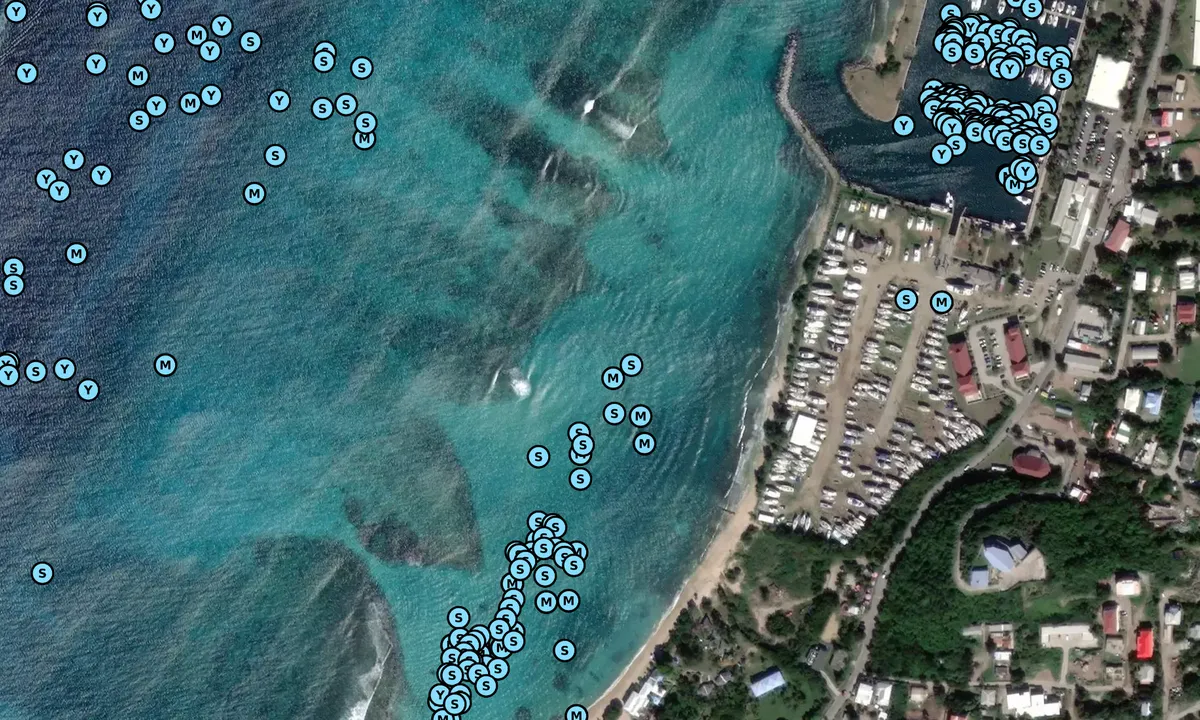 Satelite image of Spanish Town reef