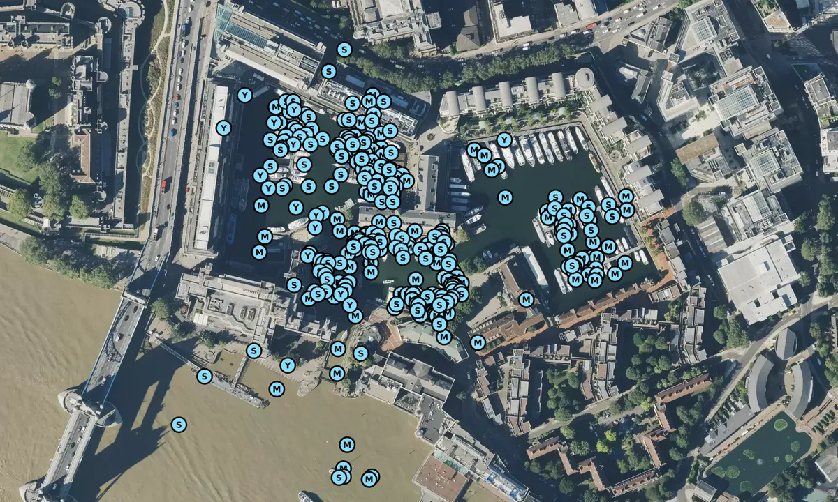 Satelite image of St Katherine Docks - London