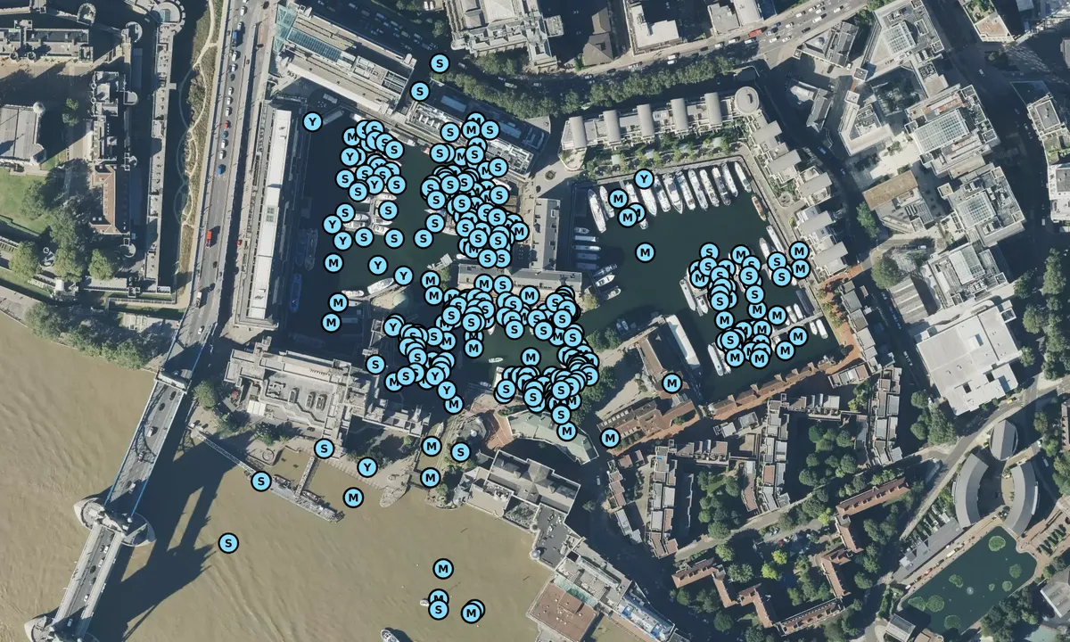 Satelite image of St Katherine Docks - London