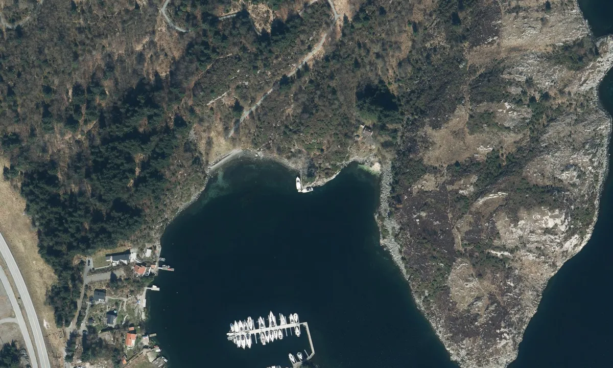 Flyfoto av Storevik, Lindøy friluftsområde
