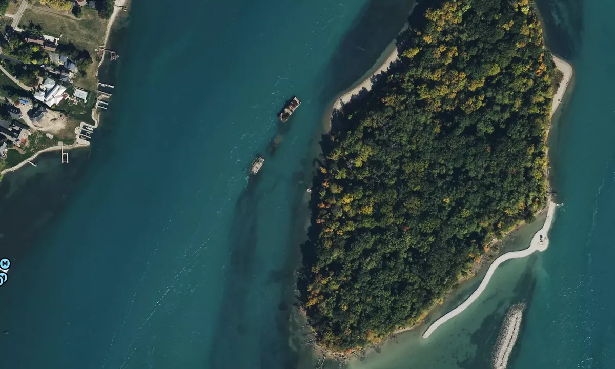 Satelite image of Sugar Island Beach