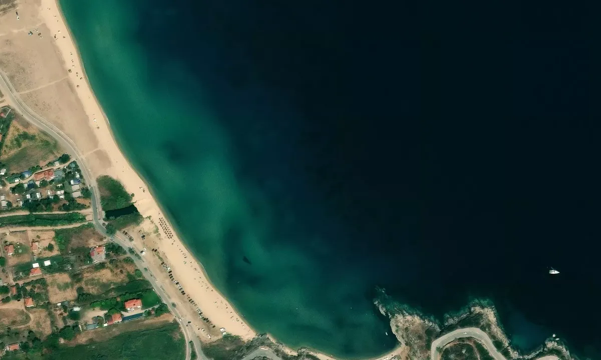 Satelite image of Sykias Beach