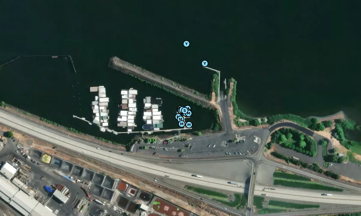 Satelite image of The Dalles Yacht Club