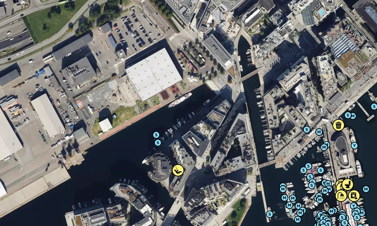 Satelite image of Tjuvholmen gjestehavn