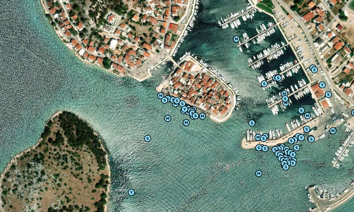 Satelite image of Tribunj City (moorings)