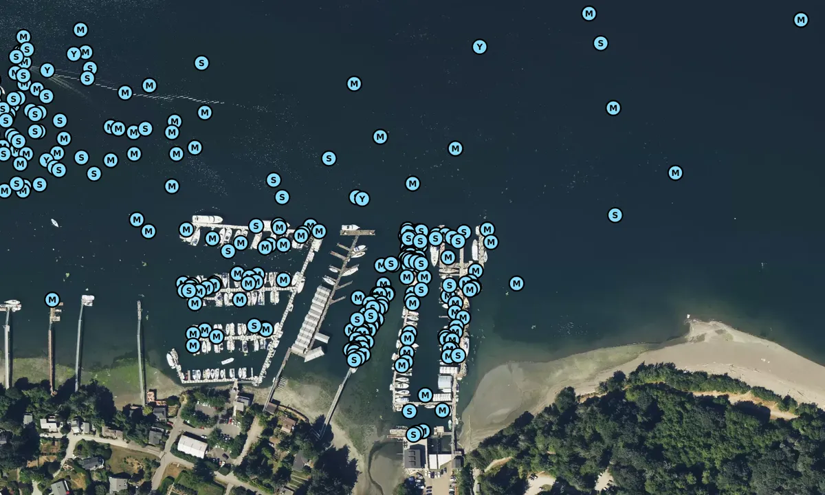 Satelite image of Tyee Yacht Club Outstation