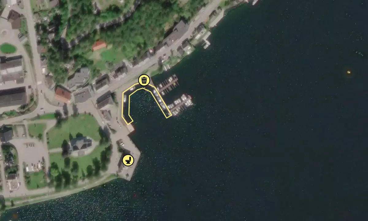 Flyfoto av Ulvik Gjestehavn