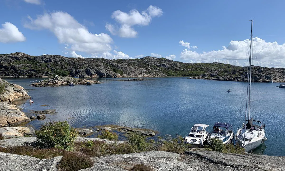 Utkäften: {"base": "no", "no": "Innerst i kilen - tatt fra vestsiden. Merk svaiplassene innenfor holmene - men f\u00f8lg n\u00f8ye med p\u00e5 kartet hvis du g\u00e5r s\u00e5 langt inn.\r\nI forgrunnen ligger vi p\u00e5 kiler. Der var det helt p\u00e5 h\u00e5ret for en 40 fot og 2m dyp seilb\u00e5t. Vi m\u00e5tte justere fort\u00f8yningen for \u00e5 unng\u00e5 \u00e5 ber\u00f8re grunn med kj\u00f8len p\u00e5 lavvann - men det gikk s\u00e5 vidt.", "se": "L\u00e4ngst in i kilen - taget fr\u00e5n v\u00e4stsidan. M\u00e4rk svajplatserna inom holmarna - men f\u00f6lj noga med p\u00e5 kartan om du g\u00e5r s\u00e5 l\u00e5ngt in. I f\u00f6rgrunden ligger vi p\u00e5 kilar. D\u00e4r var det riktigt p\u00e5 h\u00e5ret f\u00f6r en 40 fot och 2 m djup segelb\u00e5t. Vi var tvungna att justera f\u00f6rt\u00f6jningen f\u00f6r att undvika att r\u00f6ra botten med k\u00f6len vid l\u00e5gvatten - men det gick s\u00e5 precis.", "en": "Innermost in the cove - taken from the west side. Note the swinging areas within the islets - but keep a close watch on the chart if you go that far in. In the foreground we are moored in the cove. It was a close call for a 40-foot, 2m draft sailboat. We had to adjust the mooring to avoid touching the bottom with the keel at low tide - but it just worked out.", "da": "Inderst i kilen - taget fra vestsiden. Bem\u00e6rk svingpladserne indenfor holmene - men f\u00f8lg n\u00f8je med p\u00e5 kortet, hvis du g\u00e5r s\u00e5 langt ind.<br />I forgrunden ligger vi p\u00e5 kilen. Der var det yderst knapt for en 40 fod og 2m dyb sejlb\u00e5d. Vi m\u00e5tte justere fort\u00f8jningen for at undg\u00e5 at ramme grunden med k\u00f8len ved lavvande - men det gik lige akkurat."}