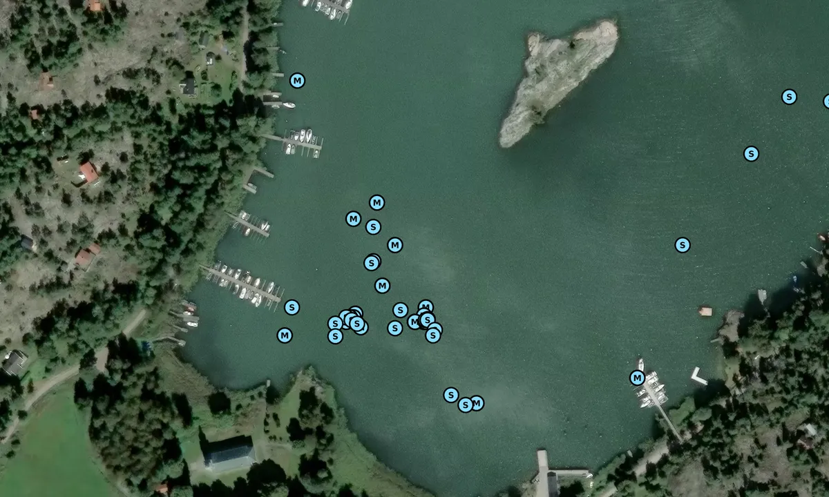 Satelite image of Utö - Kyrkviken - SXK Stockholm bouy