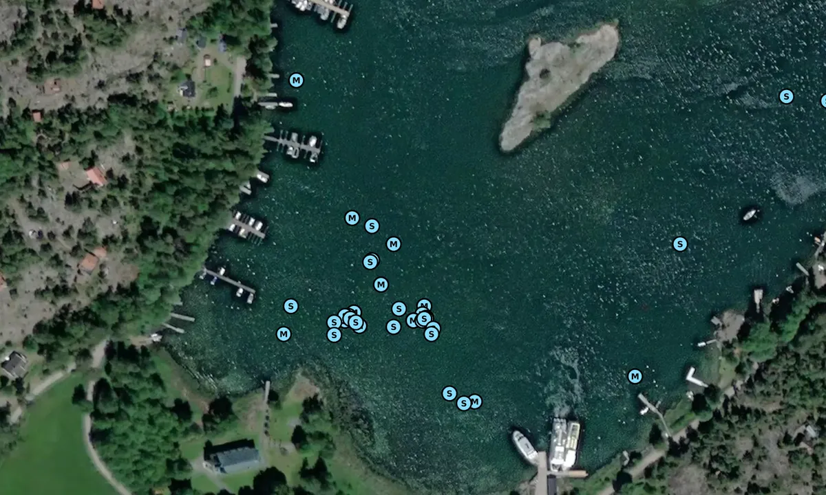 Satelite image of Utö - Kyrkviken - SXK Stockholm bouy