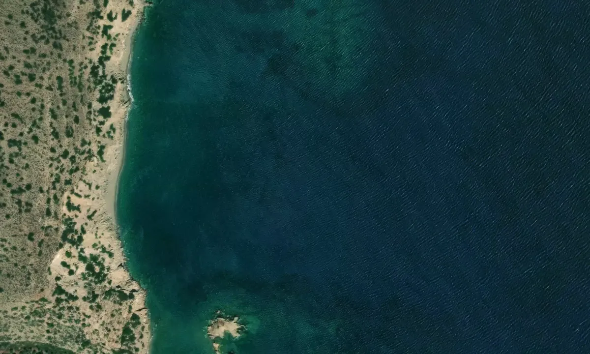 Satelite image of Vai beach