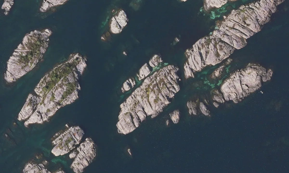 Vestre Sandsundholmen: Flyfoto av Vestra Sandsundholmen