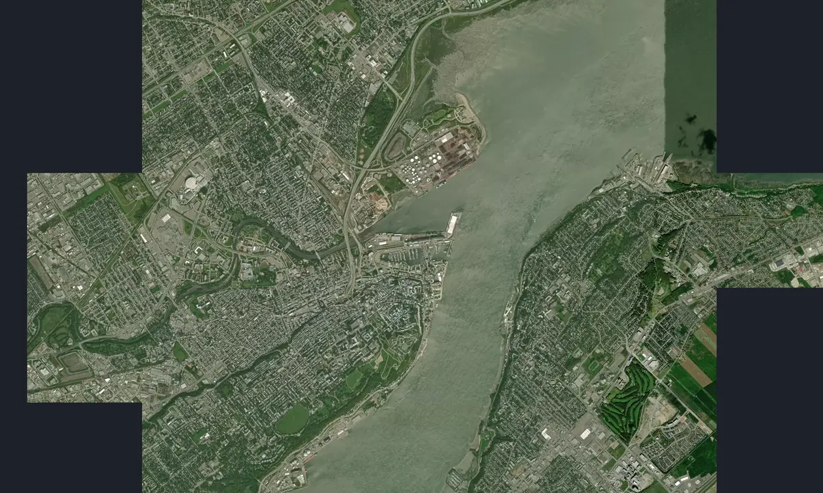 Flyfoto av Vieux Port de Quebec