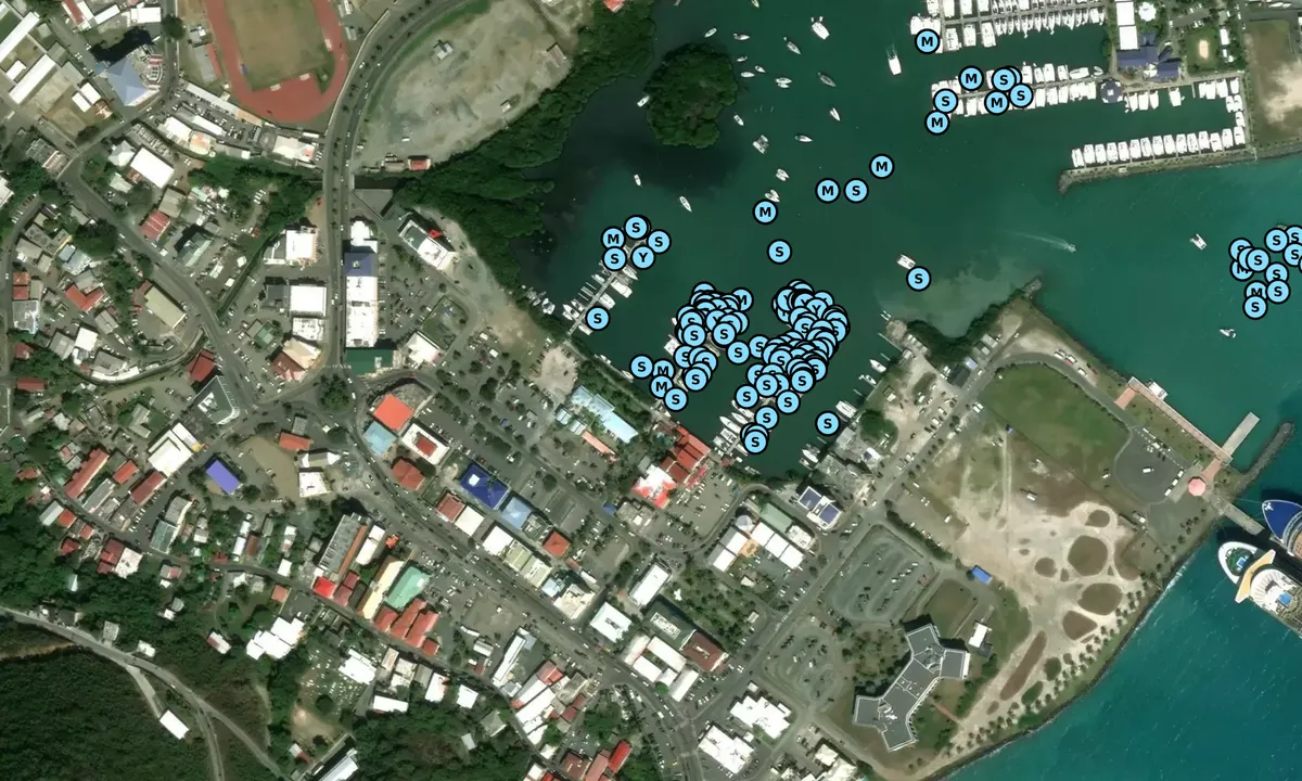 Satelite image of Village Cay Hotel and Marina